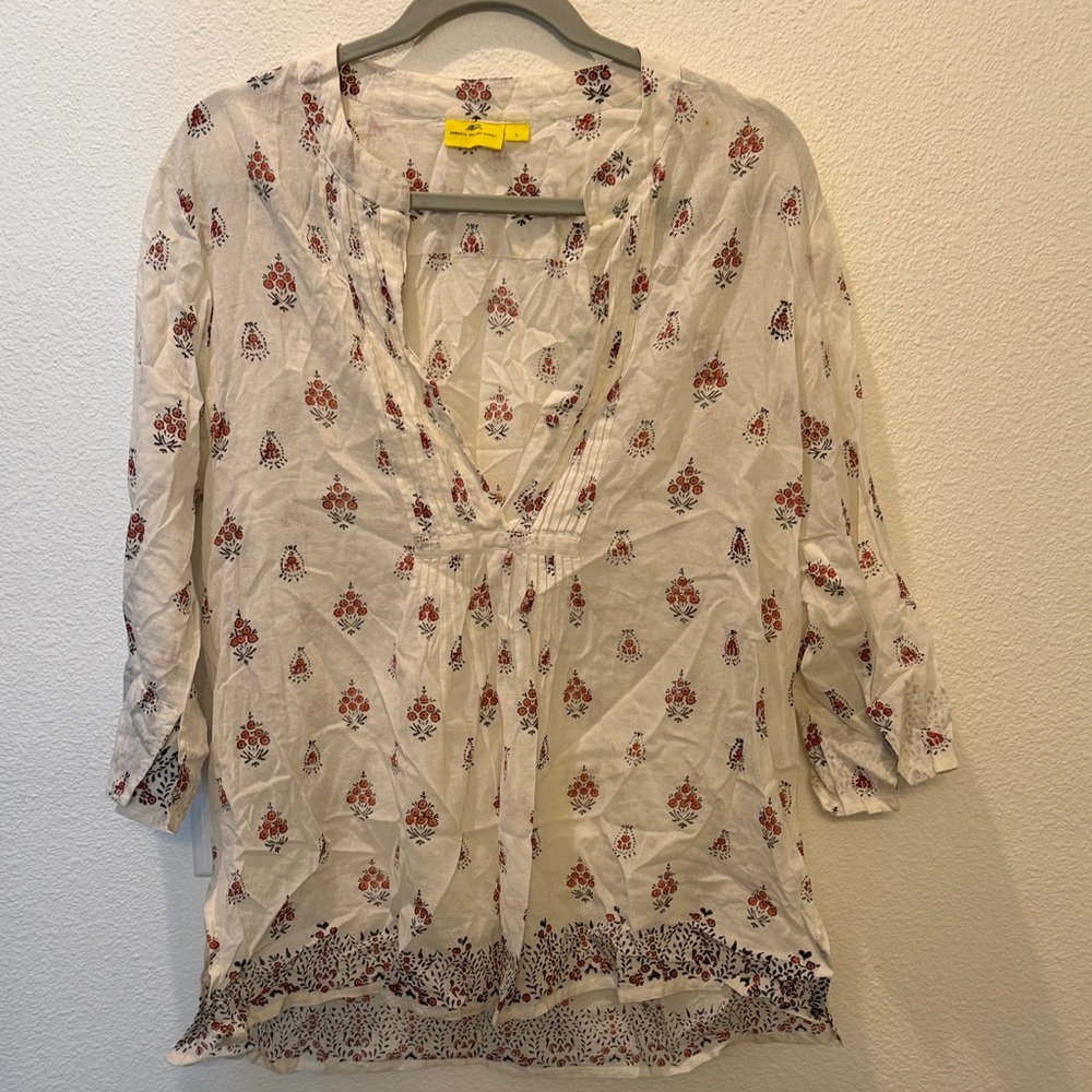 Roberta Roller Rabbit Cream and Red Floral Blouse